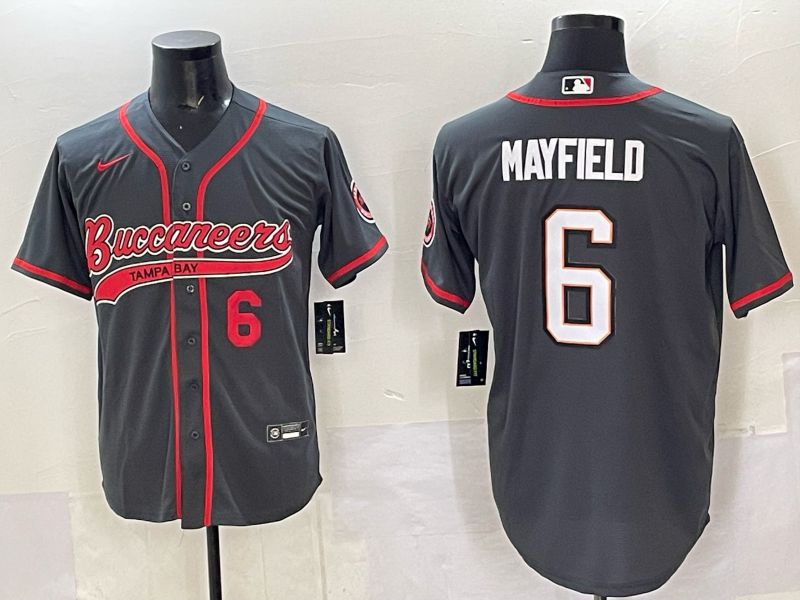 Men 2025 Tampa Bay Buccaneers #6 Mayfield Grey Joint Name Nike Limited NFL Jersey style 03